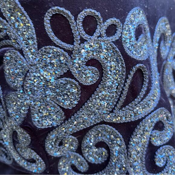 Vtg 90s Stretch Velvet Glittery Whimsigoth Fairy Regency Maxi Dress 9/10 NWT - Picture 5 of 9